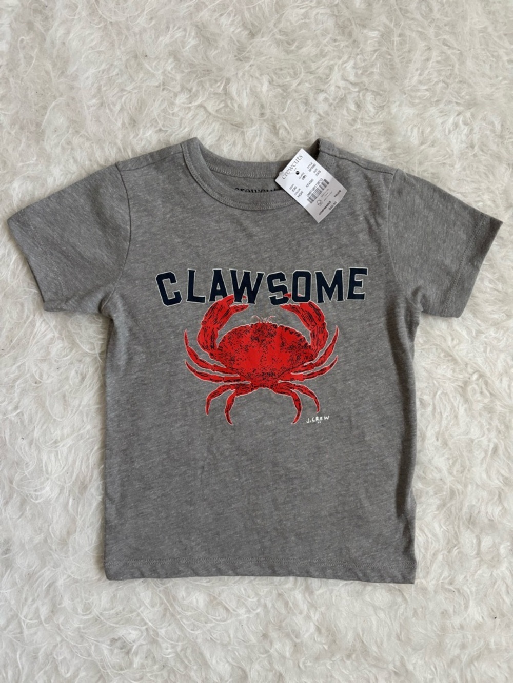 Crewcuts Toddler NWT Coastal Gray Tee with Red Crab 'CLAWSOME' Graphic